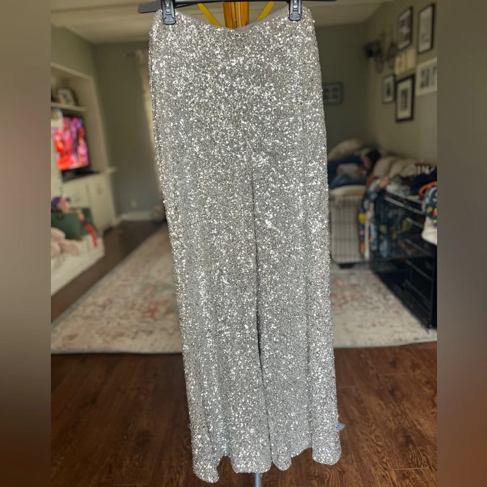 Express Silver Sequin Blazer and Skirt Set - Picture 3 of 7